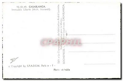 Edifício da Liberdade — Casablanca — Editor La Cigogne, n° 95.101.49 — Verso