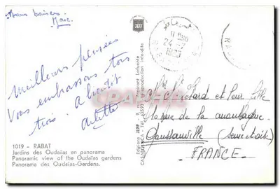 Rabat — Jardins dos Oudaïas em panorama — Edições JEFF, n° 1019 — Verso