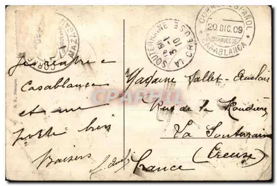 Bilhete postal antigo Marrocos Espanhol Festreiten in Mazagan (Powder Play) — Verso