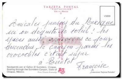 El Sumidero Canyon — Motorboat Ride — Modern Postcard/Moderne Ansichtskarte — Back