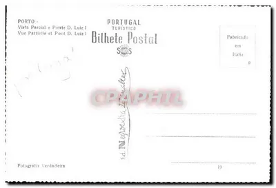 Porto — Vista parcial del Puente D. Luís — Bilhete Postal Turístico Santos — Reverso