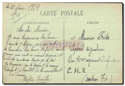 VITRIMONT — gebombardeerd door de Fransen en later door de Duitsers — Binnenkant — R. Bessias, uitgever, Lucéville — Achterkant