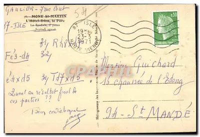 Hôtel-Dieu, Park — Mont-Saint-Martin — Héliogravure des Imprimeries Pétaries de Nancy — Rewers