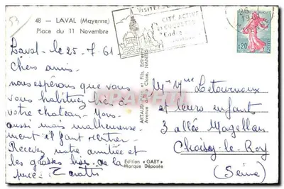 Place du 11 Novembre w Laval — widok placu z trolleybusami — wydanie Gaby — Rewers