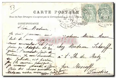 Saint-Sulpice-de-Mayenne — stylizowany widok panoramiczny — L.B. Paris déposé — Rewers