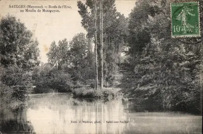 Saulges (Mayenne) — Margens do Erve, no Molino de Montguyon — Edit. J. Malicot, fot. - Sablé-sur-Sarthe