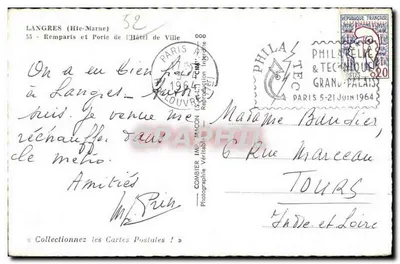 Langres (Haute-Marne) — Zamek i Wrotka Urzędu Miasta — Combière Imp. & Fotog. Autentyczna — Rewers