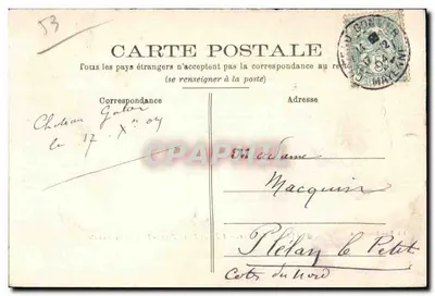 Bilhete postal antigo Castelo Gontier L'Elgise São João O Fim do Mundo — Verso