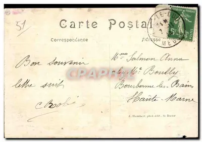 Sermizie-les-Bains (Marne) — Rue de Cheminon po bombardowaniu (6-12 września 1914) — A. Humbert fot. wyd. St-Dizier — Rewers