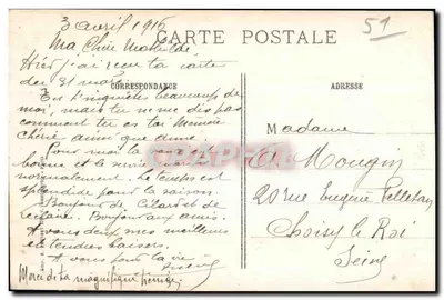 Mesnil-les-Hurlus (Marne) — Het Dorp en de Kerk in ruinen na de bombardementen — R.P. Parijs — Achterkant