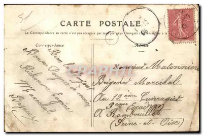 Bilhete postal antigo Bagneux Marne L Igreja Séculos XIV e XV Oudinet editor Champigny Aube — Verso