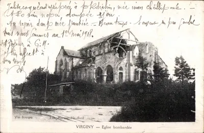 Virginy — Igreja bombardeada — Edit. Martinet-Heuillard