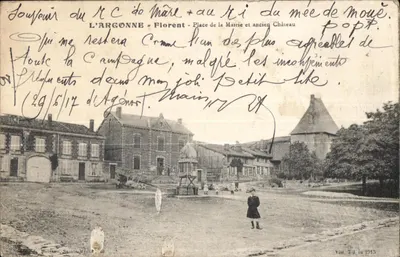 L'Argonne - Florent - Place de la Mairie et ancien Château — éditeur Poissen, Sainte-Mène, n° 10
