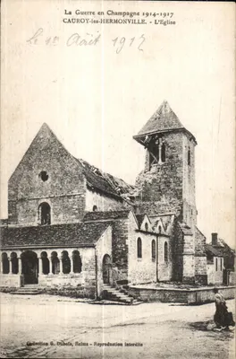 Cauroy-les-Hermonville — A Igreja destruída — Coleção G. Dubols, Reims