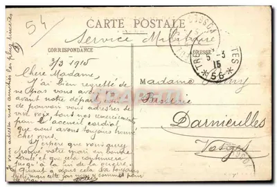 Gerbéviller — Po Bombardowaniu — Rue de la Poste — Wydawca: Lib. Catt, Innerville — Rewers