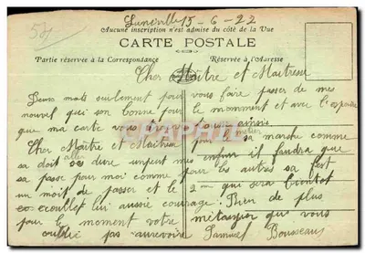 Lunéville — Praça do Castelo — D.D. n°20 — Verso
