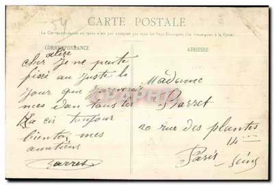 Stara pocztówka Nancy Marche Couvert Eglise Saint Sebastien — Rewers