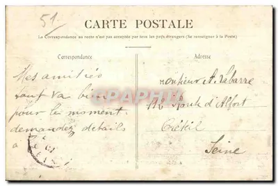 Camp de Chalons — Widok z namiotów — Wydawnictwo wojskowe Quérin, Mourmelon — Rewers