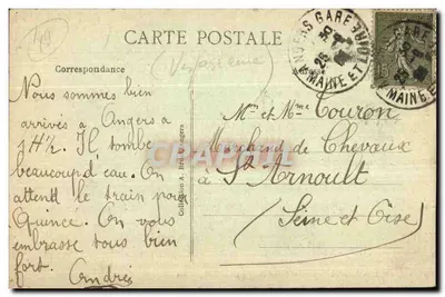 Angers - Place du Ralliement Hôtel des Postes et Télégraphes — éditeur LA SAYDIERE, n° 152 — Verso