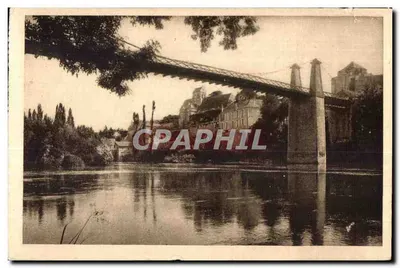 La Roche-Posay (Vienne) — O Ponte Suspensa sobre a Creuse — R. Dorange, editor, Tours