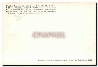 Velhas Pedras de Poitou — A Fada Mélusine — Éditions Artistiques Raymonde Bergevin — Verso