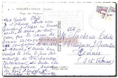 Plage des Pinneaux — Sion-sur-l'Océan (Vendée) — Éditeur Gaby — Verso