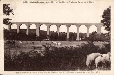 Saint-Laurent-sur-Sèvre (Vendée) — Viaduto de Barbin sobre a Sèvre — Fototipia Jély-Fraipain - Mortanges
