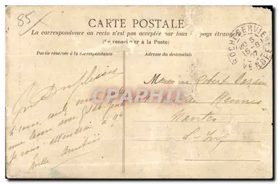 Bilhete postal antigo Rocheserviere Castelo da Touche e Vila da Guillerie — Verso