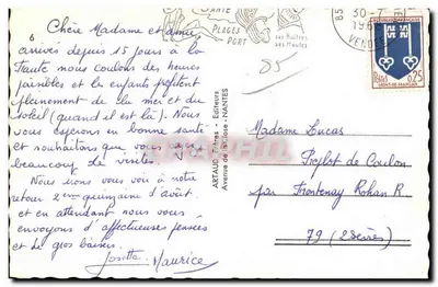 La Grière — Widok panoramiczny z Avenue de la Plage, Boulevard des Vendéens, Le Golf Miniature, La Chapelle, En Régates, Baie de la Belle Henriette, La Plage Corniche du Parc Clemenceau, Parc de Nolleaux, La Plage — Wydawcy ARTAUD Bracia - NANTES — Rewers