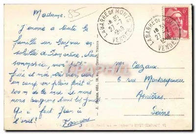 Fromentine (Vendée) — A Praia e a Ponta da Grande-Côte — J. Nozzais, editor — Verso