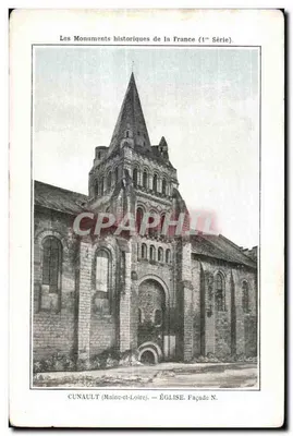 Cunault (Maine-et-Loire) — Church. North Facade — Les Monuments historiques de la France (1st Series).
