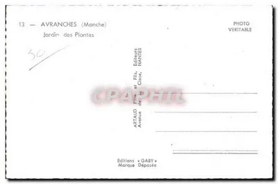 Ogród Botaniczny — Avranches (Manche) — Wydawnictwo Gaby — Rewers