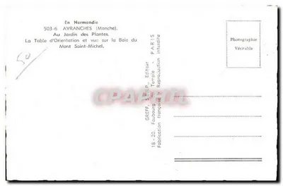 Mont Saint-Michel — widok z ogrodu botanicznego w Avranches — Greff — Rewers