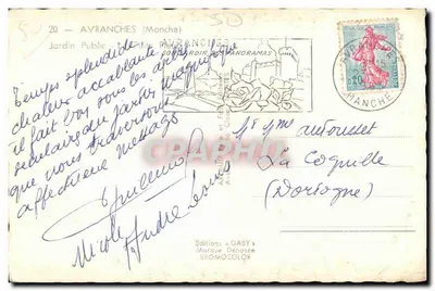 Jardim Público de Avranches — Fonte com poço decorada com videira — Edições Gaby — Verso