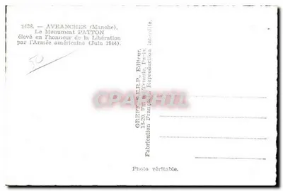 Avranches (Manche) — Pomnik Pattona — wydawca Greff, nr 1438 — Rewers