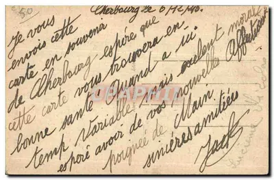 Cherbourg — A Nova Estação Marítima — Um Steamer deixa o Porto — Verso