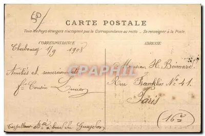 Cherbourg — Estátua de Napoleão I — Edição Maison Ratti Novidades, Cherbourg — Verso