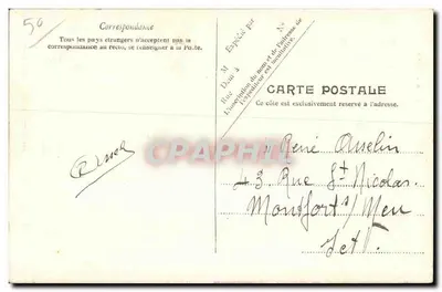 Cherbourg — Estátua de Napoleão (Vista frontal) — V. P. Paris No. 10 — Verso