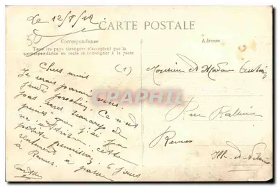 Stara pocztówka Cherbourg Place de la Republique Napoleon 1er — Rewers