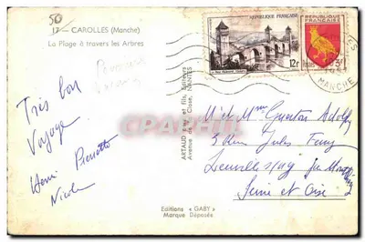 Carolles (Manche) — A Praia Através dos Árvores — Éditions Gaby — Verso