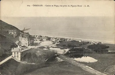 Carolles - Casino e Praia, vista tirada do Pignon-Butor - L. M.
