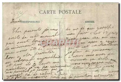 Bilhete postal antigo Carolles A Gruta das Minas de Ouro Criança — Verso