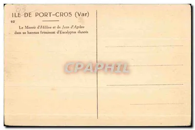 Château d'Hélène e de Jean d'Agrève — Ilha de Port-Cros (Var) — série YV07 — Verso