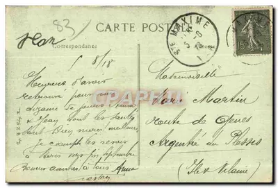 Côte d'Azur - Sainte-Maxime — widok wybrzeżny z sosną — wydawca E.P.D. n°19 — Rewers