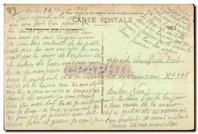 Toulon - A Prefeitura Marítima — editor impreciso, n° 91 — Verso