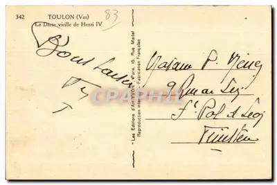A Darse Velha de Henri IV — Toulon — Edições d'Art Yvonn — Verso