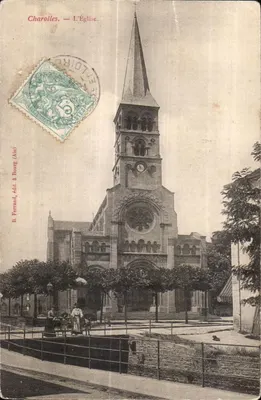 Bilhete postal antigo Charolles a Igreja