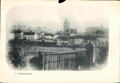 Charolles — vista panorâmica com torre e ponte — editor desconhecido, n° de série 1