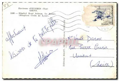 Hospital René Sabran — Giens — Edições MARY — Verso
