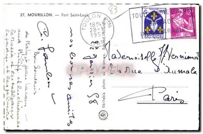 Mourillon — Forte Saint-Louis — Editor desconhecido, número de série não visível — Verso